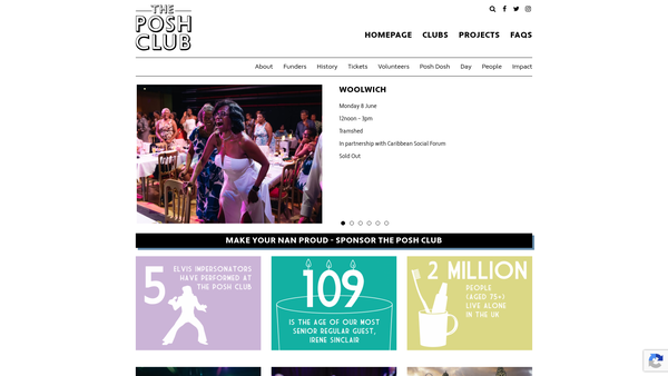 Screenshot of the The Posh Club website