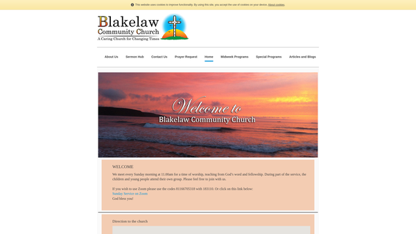 Screenshot of the Blakelaw Community Church website