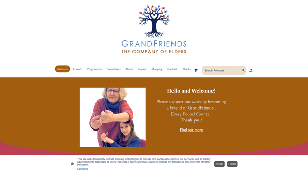 Screenshot of the Grandfriends website