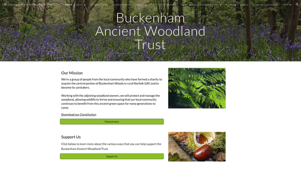 Screenshot of the Buckenham Ancient Woodland Trust website