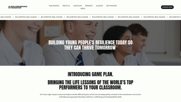 Screenshot of the High Performance Foundation website