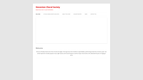 Screenshot of the Steventon Choral Society website
