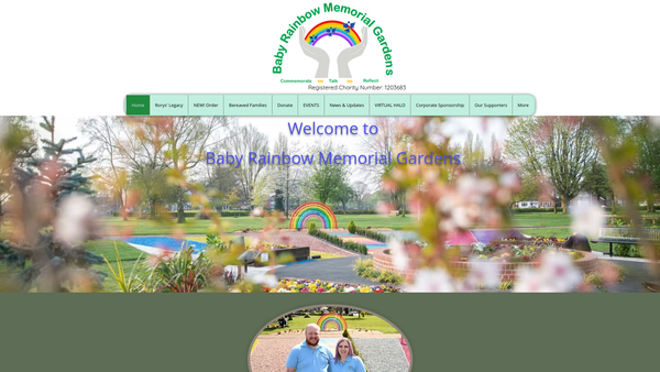 Screenshot of the Baby Rainbow Memorial Gardens website
