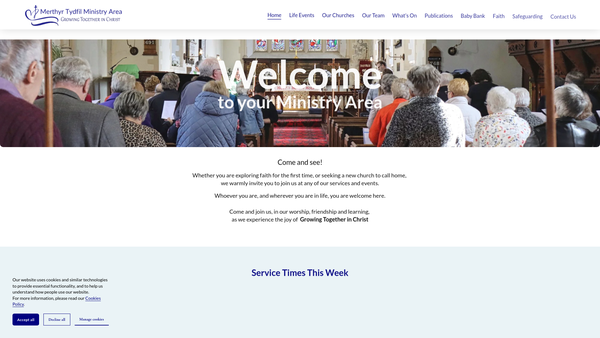Screenshot of the Merthyr Tydfil Ministry Area website