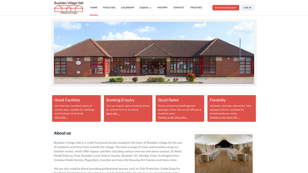 Screenshot of the The Buckden Recreation Ground And Village Hall Trust website