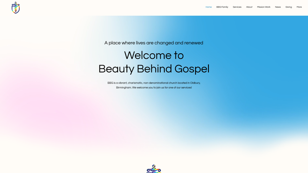 Screenshot of the Beauty Behind Gospel website