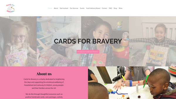 Screenshot of the Cards For Bravery website