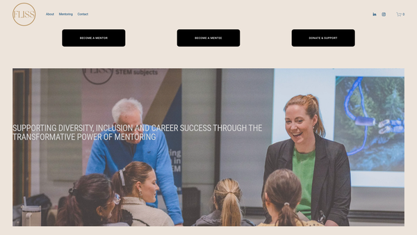 Screenshot of the Fliss: Female Leaders In Stem Subjects website