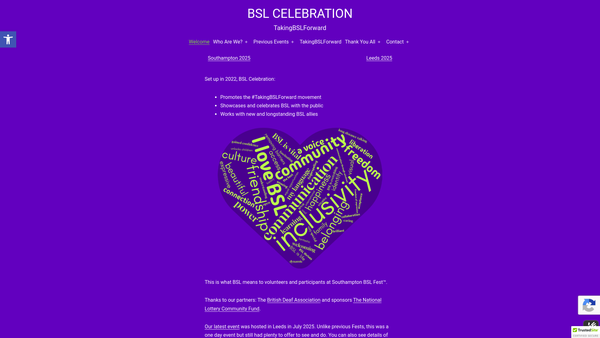 Screenshot of the BSL Celebration website