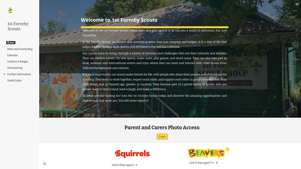 Screenshot of the 1st Formby Scout Group website