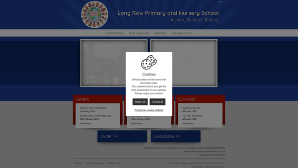 Screenshot of the Long Row Primary And Nursery School PTA website