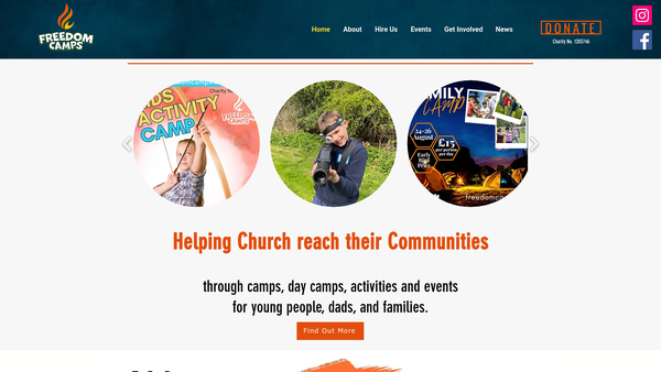 Screenshot of the Freedom Camps website