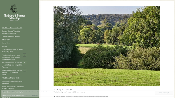 Screenshot of the The Edward Thomas Fellowship website