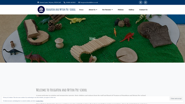 Screenshot of the Houghton And Wyton Pre-School website