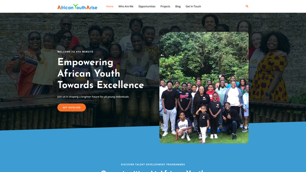 Screenshot of the African Youth Arise (Aya) website