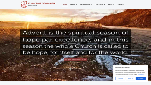 Screenshot of the St Johns Mar Thoma Church UK website