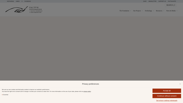 Screenshot of the Factum Foundation London website