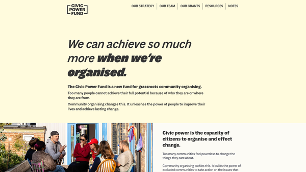 Screenshot of the Civic Power Fund website