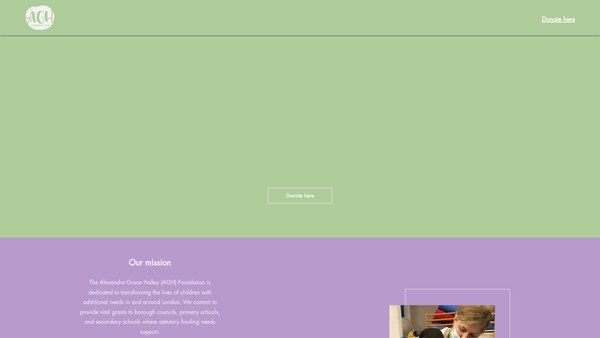 Screenshot of the The Alexandra Grace Halley Foundation website