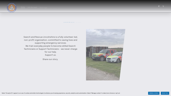 Screenshot of the Search And Rescue Lincolnshire website