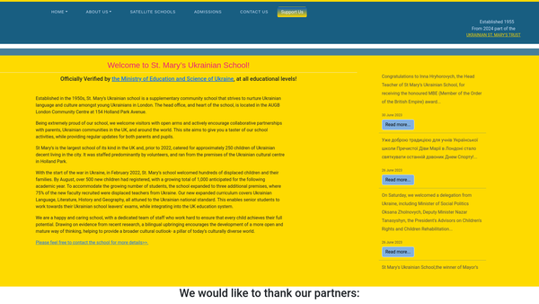 Screenshot of the Ukrainian St Mary's Trust Limited website