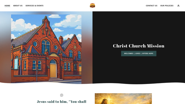 Screenshot of the Christ Church Mission website
