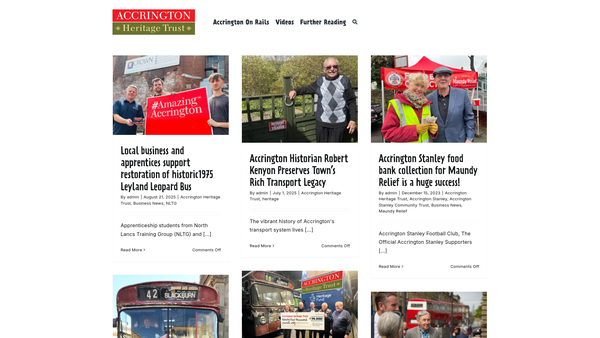 Screenshot of the Accrington Heritage Trust website