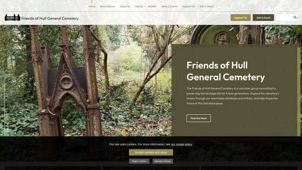Screenshot of the Friends Of Hull General Cemetery (Fohgc) website