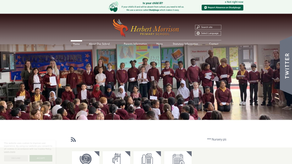 Screenshot of the Herbert Morrison Parent Teacher Association website
