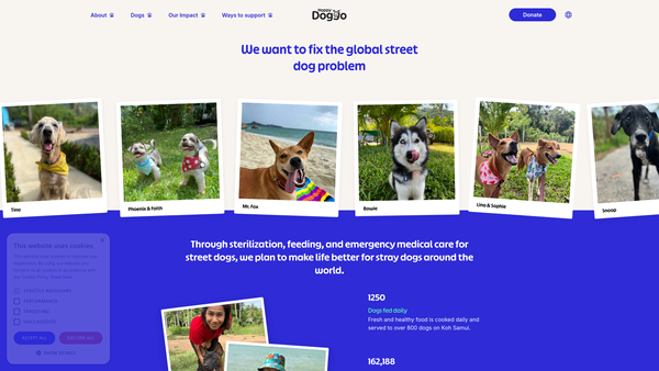 Screenshot of the Happy Doggo website