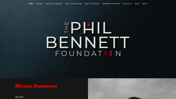 Screenshot of the The Phil Bennett Foundation website