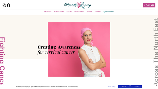 Screenshot of the Amber's Legacy (Ne) Limited website