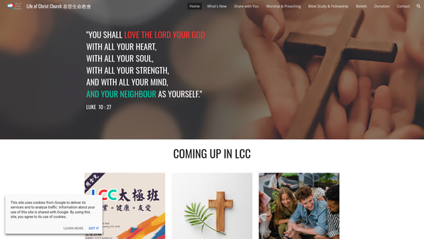 Screenshot of the Life Of Christ Church website