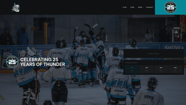 Screenshot of the Thunder Ice Hockey Club website