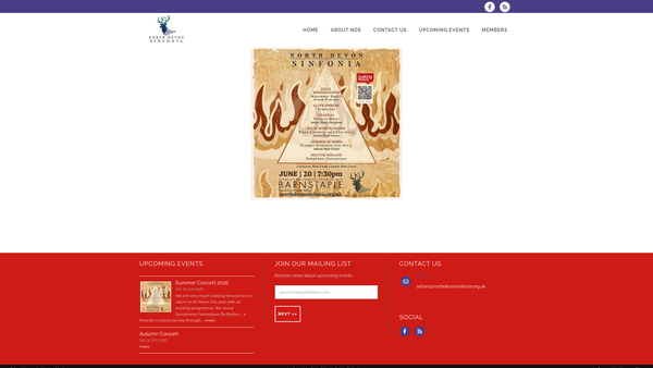 Screenshot of the North Devon Sinfonia website