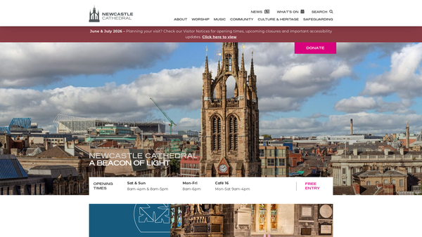 Screenshot of the Cathedral Church Of St Nicholas In Newcastle website