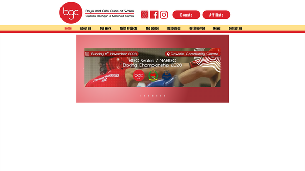 Screenshot of the Boys' And Girls' Clubs Of Wales website