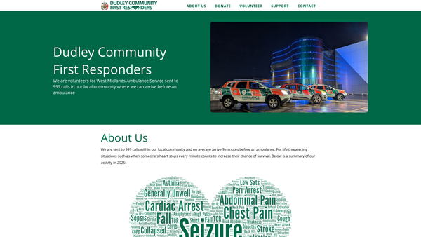 Screenshot of the Dudley Community First Responders website