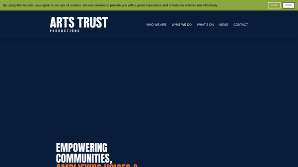 Screenshot of the Arts Trust Productions website