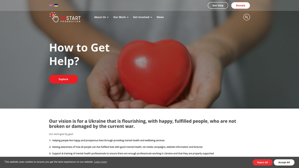 Screenshot of the Restart Foundation website