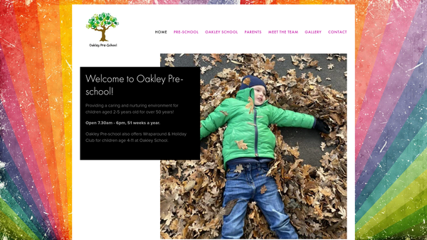 Screenshot of the Oakley Pre-School CIO website
