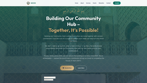 Screenshot of the Muslim Community Connect Wokingham website