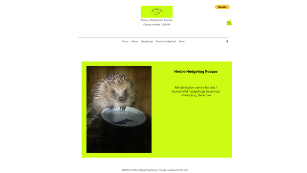 Screenshot of the Herbie Hedgehog Rescue website
