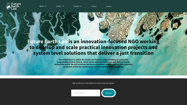 Screenshot of the Future Earth Lab website