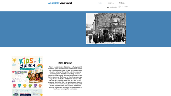 Screenshot of the Weardale Vineyard website