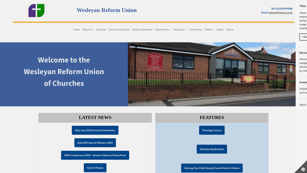 Screenshot of the Wesleyan Reform Union Of Churches website