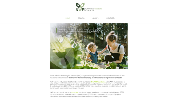 Screenshot of the The Nutritional Wellbeing Foundation website