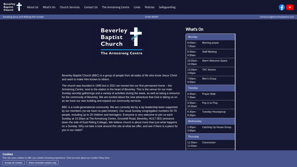 Screenshot of the Beverley Baptist website
