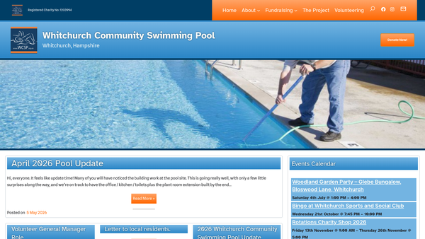 Screenshot of the Whitchurch Community Swimming Pool website