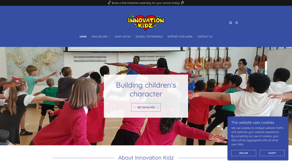 Screenshot of the Innovation Kidz website